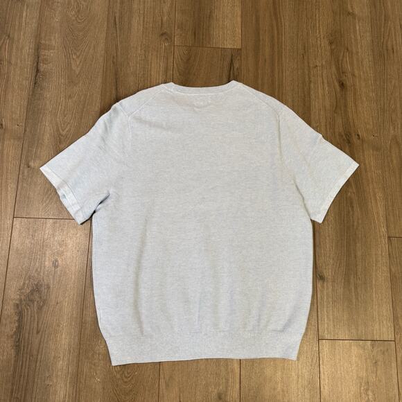 J.Crew Knit Short-Sleeve Cotton Piqué-Stitch Sweater Men XL Heather Sky Pullover - Picture 7 of 9